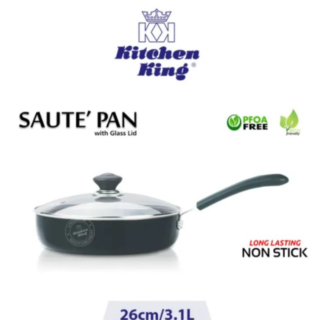 Kitchen King ― Fry Pan With Glass Lid – Non Stick ― 26cm