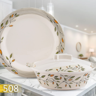 8-Person Melamine Dinner Set Leafy Vine Design