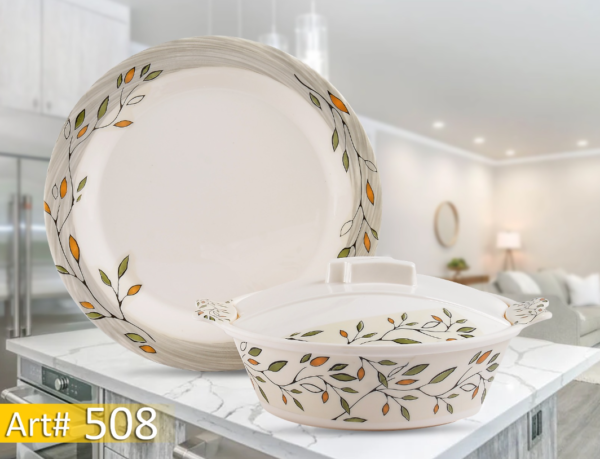 8-Person Melamine Dinner Set Leafy Vine Design