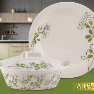 8-Person Melamine Dinner Set with Floral Design