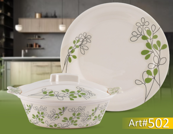 8-Person Melamine Dinner Set with Floral Design