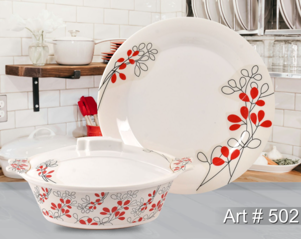 8-Person Melamine Dinner Set with Floral Design