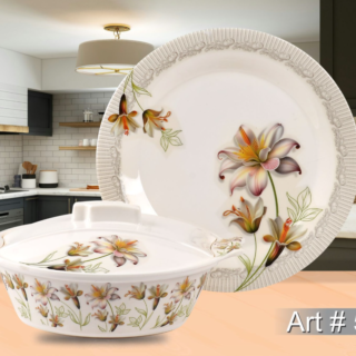 Melamine Dinner Set with lily floral design