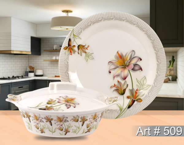 Melamine Dinner Set with lily floral design