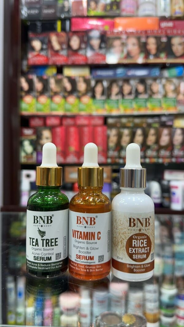 BNB Organic Serums – Tea Tree, Vitamin C & Rice Extract