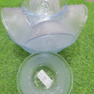 Glass Bowl Set with Textured Design