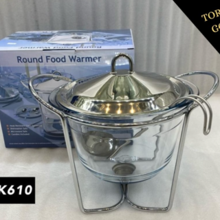 Round Food Warmer with Heat Resistant Glass