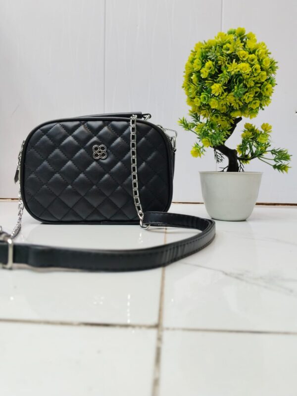 Black Quilted Crossbody Bag with Chain Strap