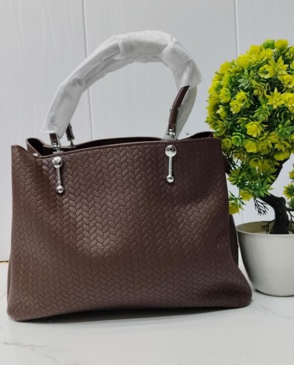 Elegant Brown Textured Handbag