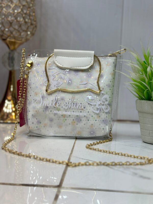Transparent Bag with Glitter Pouch & Gold Chain