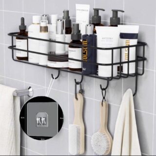 Bathroom Organizer Shelf with Hooks