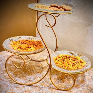 3-Tier Decorative Glass Snack Serving Stand