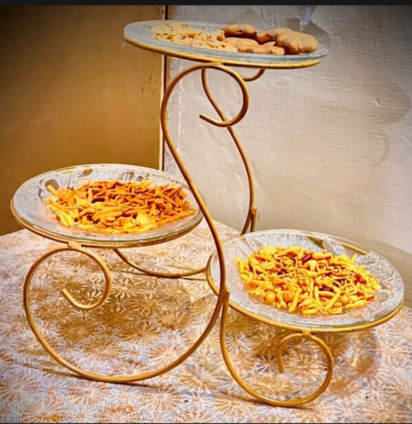 3-Tier Decorative Glass Snack Serving Stand