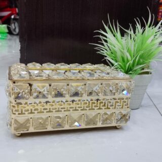 Diamond Cut Accents Golden Metal Tissue Box