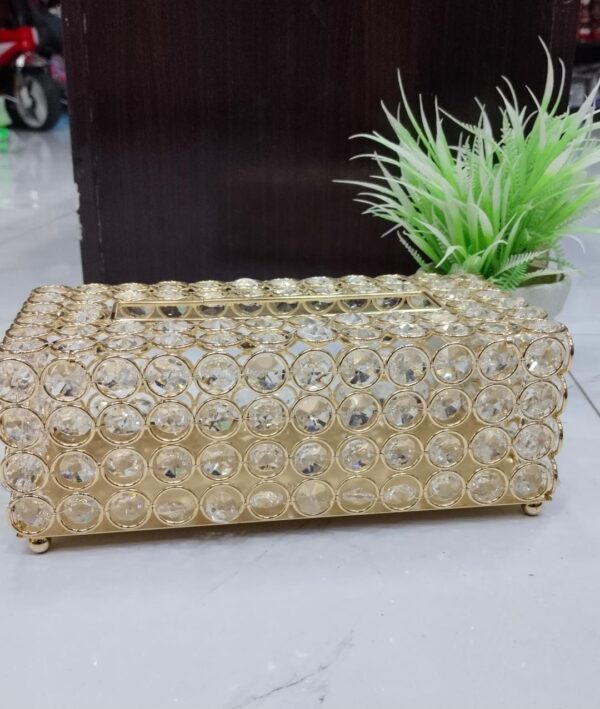 Golden Crystal Beaded Tissue Box Holder