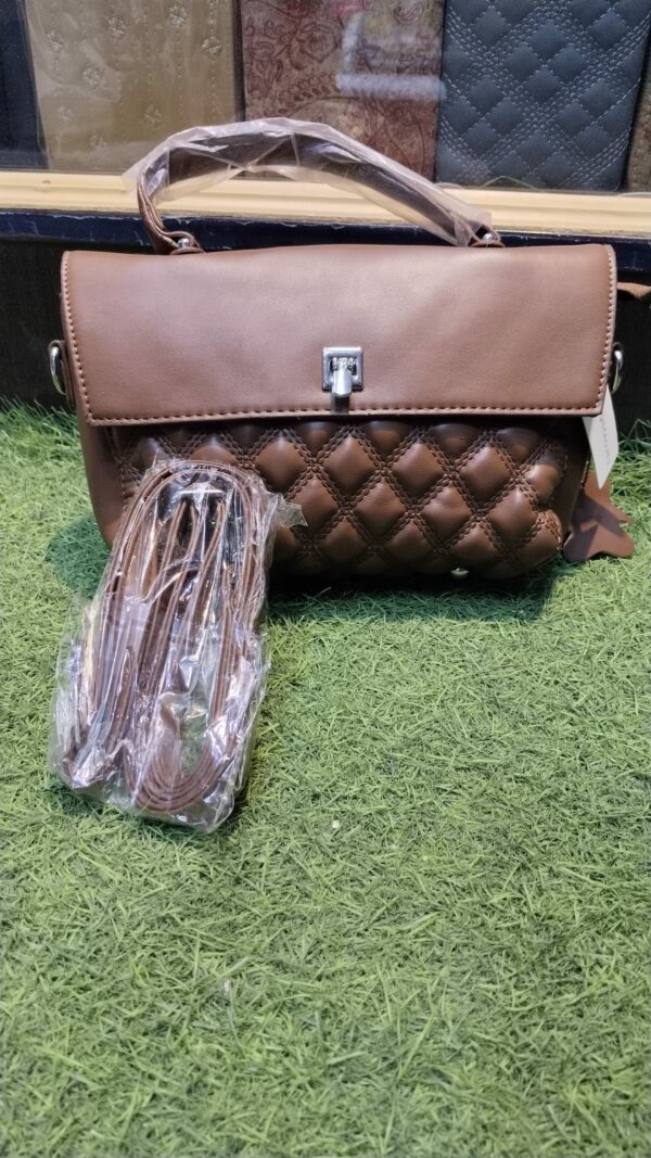 Elegant Quilted Brown Handbag